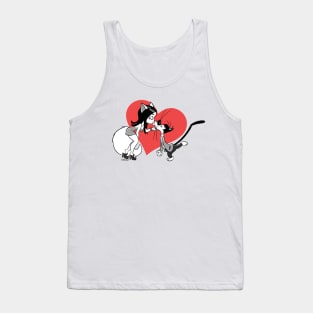 Cats in Love Retro 30s Cartoon Rubber Hose Style Tank Top